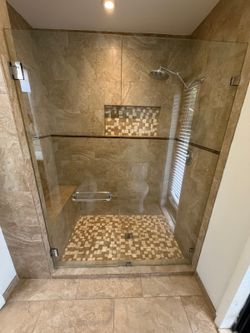57â€ x 76â€ Frameless Glass Shower Enclosure with Hardware