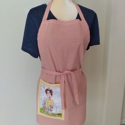 Handmade Lady Golfer Red Gingham Apron