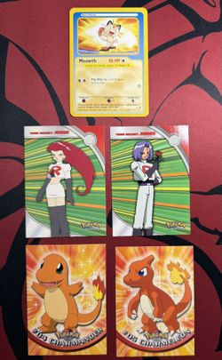 Pokemon Topps Team Rocket Jessie, James, Charmander, Charmeleon & Funskool Meowth Lot