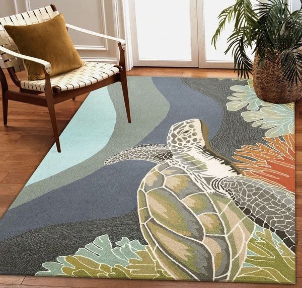 New, Ravella Akumal Indoor/Outdoor Soft Durable Rug - Ocean 3’6” x 5’6”