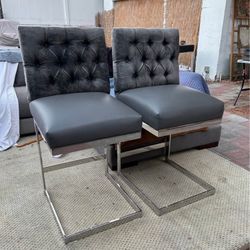 Cantilever faux  Leather Seat, Crushvelvet Back  Chrome Bar Stools Retro Cool set 2 $50 Obo (cd)