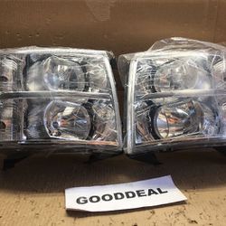 #OH10 FIT 2007-2013 Chevrolet Chevy Silverado 1500/2500/3500 HD Chrome Out Halogen Headlight Head Lights Pair Set