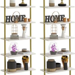 5 Tiers Ladder 2-Piece Shelf White Marble Modern Bookshelf Open Tall Wall Mount Bookcase Standing Leaning Wall Shelves Industrial Decorative

￼

￼

Do