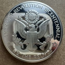 1976 National Bicentennial Silver Medal, designed by United States Mint Chief Engraver Frank Gasparro.  