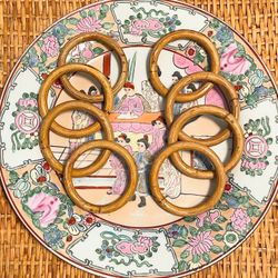 Vintage Natural Bamboo Napkin Rings - S/8
