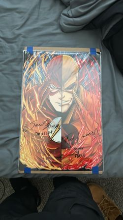 A Grant Gustin & Tom Cavanagh ( The Flash) autograph Big Medium Poster