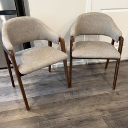 Pair Of Wooden / Upholstered Chairs