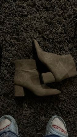 Tan Suede Block Heel Ankle Boots
