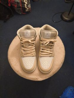 Air Jordan 1 Mid Tan White Sneakers