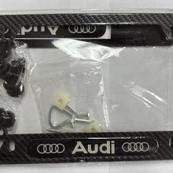 2 Pcs Carbon Fiber License Plate Frame For Audi