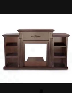 70 in. Media Console Open Shelves Elegant Organization TV Stand in Espresso (Stand Only) Without Electric Fireplace