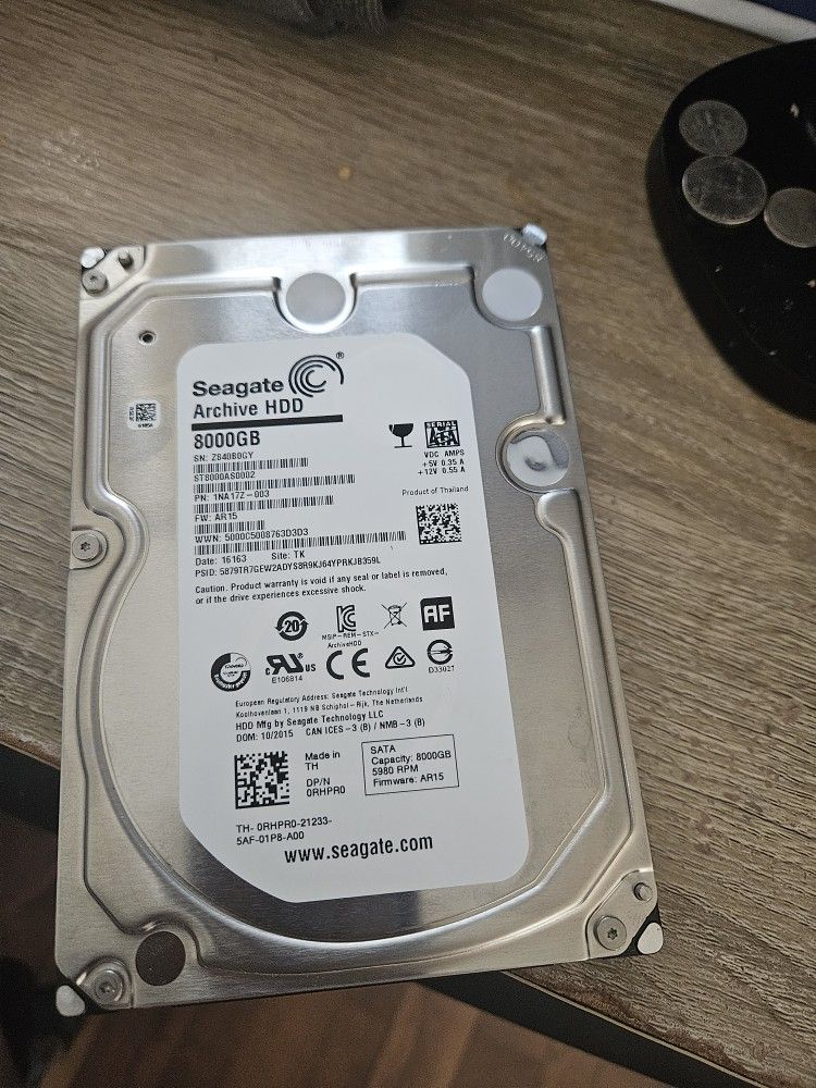 8TB SATA Hard Drive and USB Hard Drive Enclosure