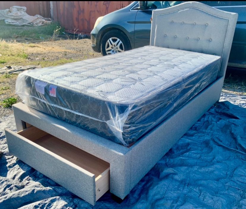 Twin New Storage Bed with nice Mattress Sale
