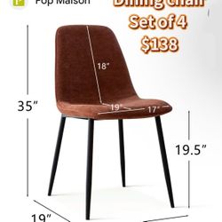 😀 4Pcs The Pop Maison Oslo Modern Chenille Dining Chair with black Metal Legs,