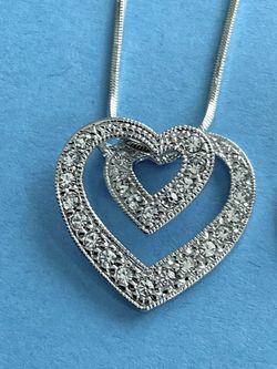 Sparkling Crystal Heart Necklace with Chain - Beautifully 1” Pendant Detailed Scrolly Design *Pickup Boca Raton