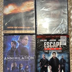 Get 4 new movies, 3 are DVDs and 1 Blu-Ray. All are new never opened