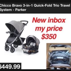 New in box  Bravo® 3-in-1 Trio Travel System combines the full-size Bravo® Quick-Fold Stroller with the top-rated KeyFit® 30 Infant Car Seat for strea