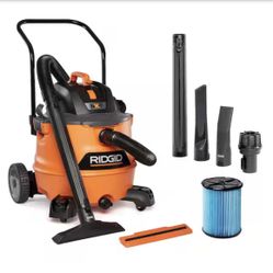 RIDGID 16 Gal. 6.5 Peak HP NXT Shop Vacuum Wet Dry Vac with Cart, Fine Dust Filter, Hose and Accessory Attachments HD1800