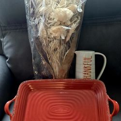 Tommy Bahama Tray, decorative pitcher and brand new artificial floral arrangement 