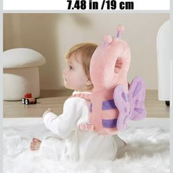 Baby Head Protector Backpack for Walking Crawling, Pink Butterfly