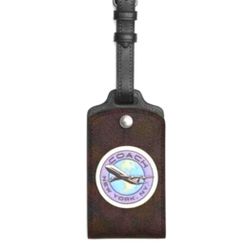 Coach Black and Brown Leather Luggage Tag