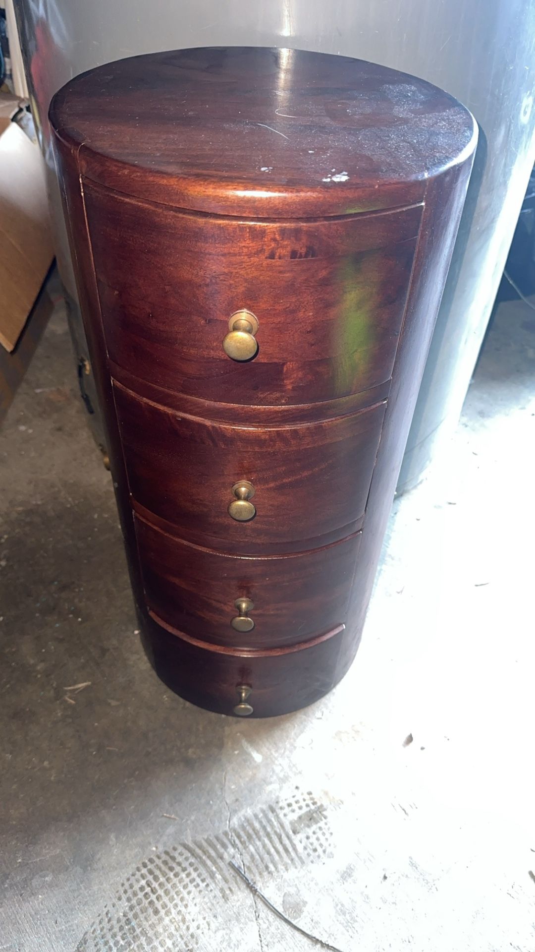 Circular 4-Drawer Wood Night Stand