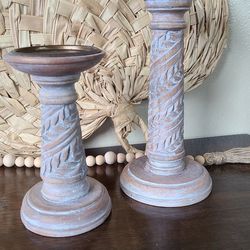 Cute Boho Refinished Candle Holders
