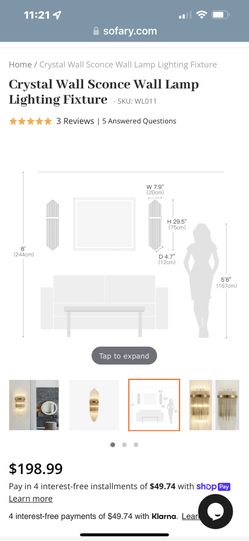 Two : Crystal Wall Sconce Wall Lamp Lighting Fixture Thumbnail