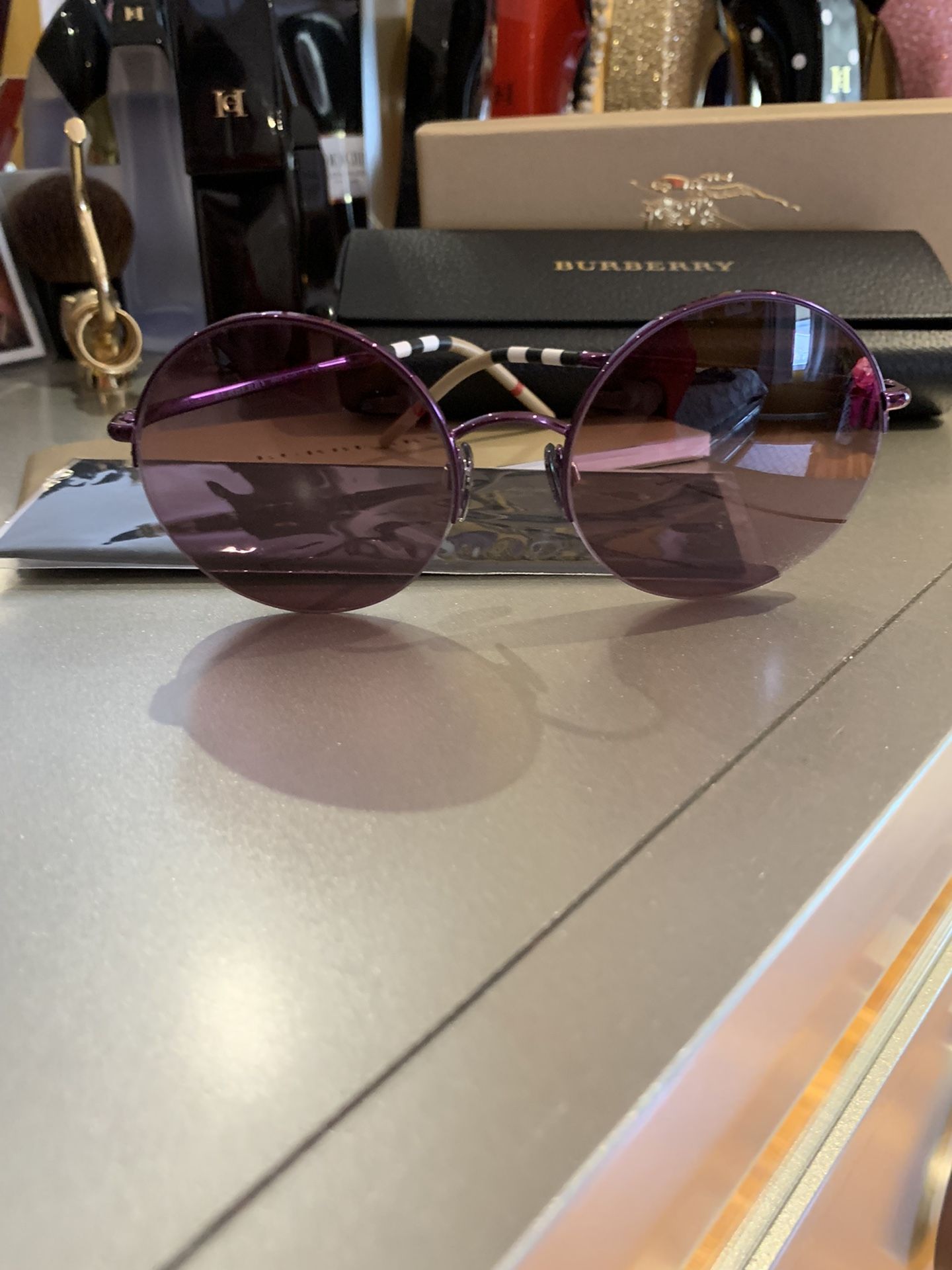 Authentic Burberry Round Sunglasses  - Brand New In Box W/Case