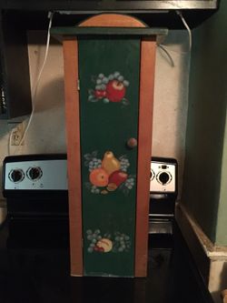 handmade and hand painted spice cabinet