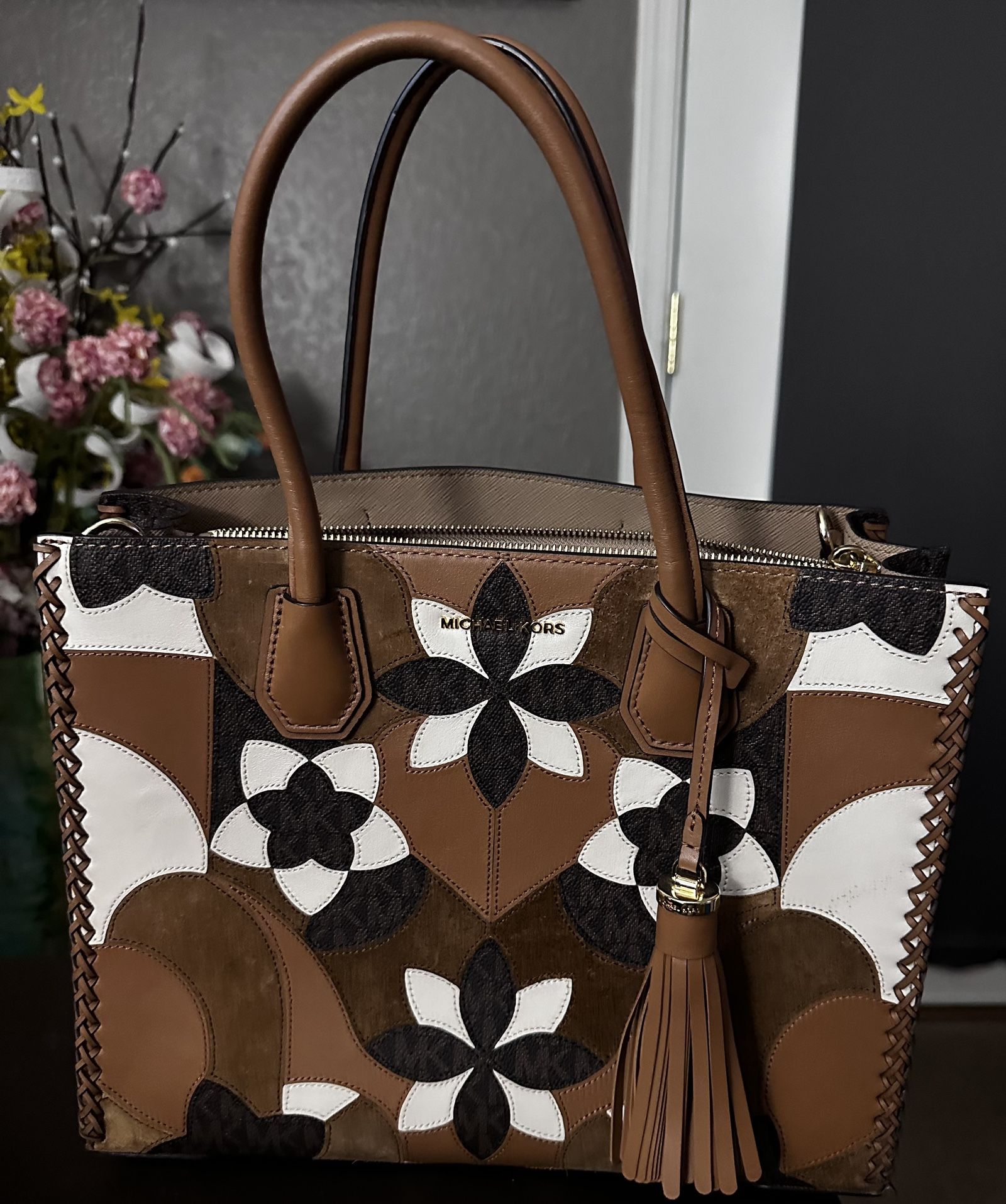 Michael Kors Large Floral Mercer Brown/multi NWOT 