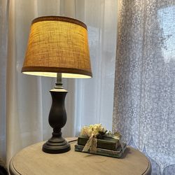 Black Lamp With Tan Shade