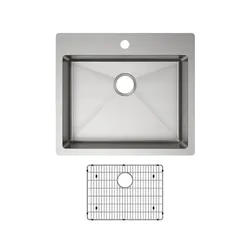 Elkay ECTSRAD25226TBG1 25x22x6 Single Bowl Dual Mount Stainless Steel Sink Kit