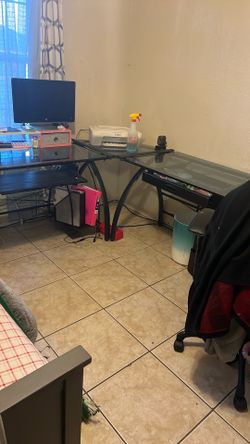 Glass Corner Desk