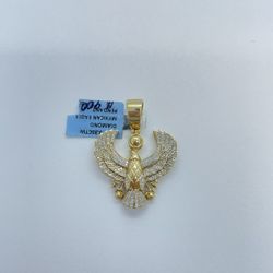 New 10k Solid Gold Diamond Mexican Eagle Pendant 