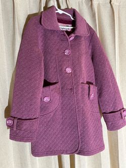 Girls size Medium Purple Quilted Button-Up Coat