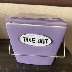 Take Out Ceramic Pot / Vase / Container - Never Used With Tag - Purple 