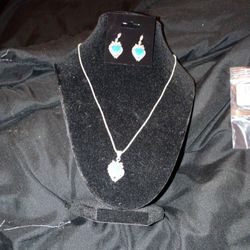 Sterling Earrings And Pendant And Chain 
