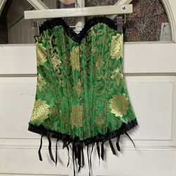 New Green Brocade Corset Top