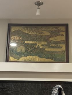 Asian Golden Paper Peacock Floral  Birds Bunnies Large In Frame 