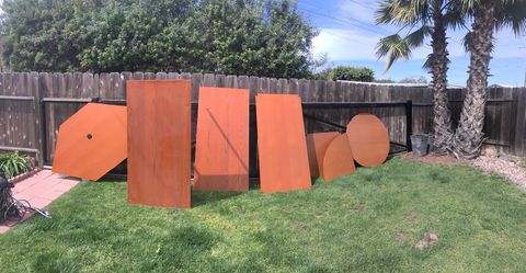 IUnit. 4 t Units as shown corner table . Wood/ not particle board /Must see burnt Orange / each 35. Only 1-5 and six available - rest sold