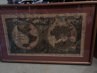 Framed Vintage World Map Print