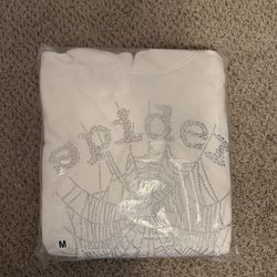 White rhinestone Sp5der hoodie size M