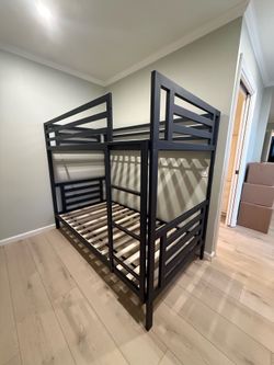 Crate & Barrel Metal Bunk Bed w/ Mattresses and Bunkie Board
