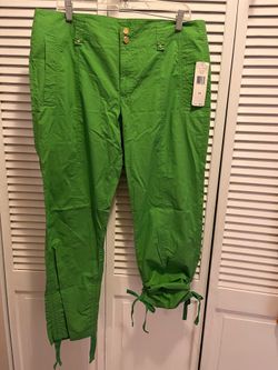 New green pants with tag adjustable drawstring ham, size: 14 $20 cash only. Cross posted