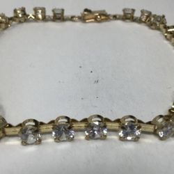 10K GOLD CUBIC ZIRCONIA BRACELET 5.6 GRAMS