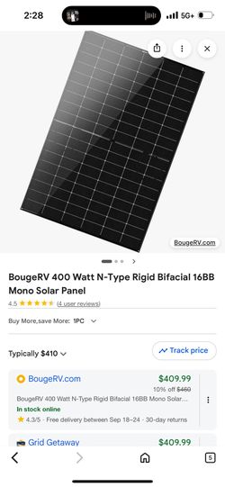 BougeRV 400W N-Type Bifacial 16BB Solar Panel