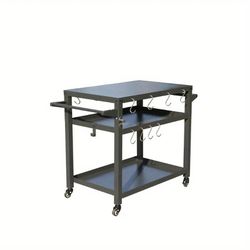 3-Shelf Outdoor Grill Table/Cart with Wheels 