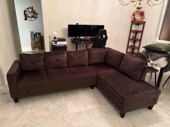 Brown Microfiber Sectional Sofa with Chaise