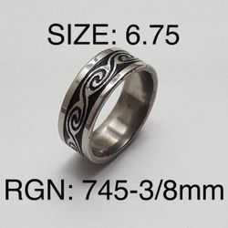 Stainless Steel Ring Band For Men & Women: Size-6.75/RGN-745-3